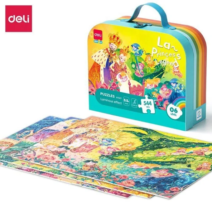 DELI GENIUS GLOW IN THE DARK PUZZLES PRINCESS LEGEND 544 PCS ASSORTED — image 1