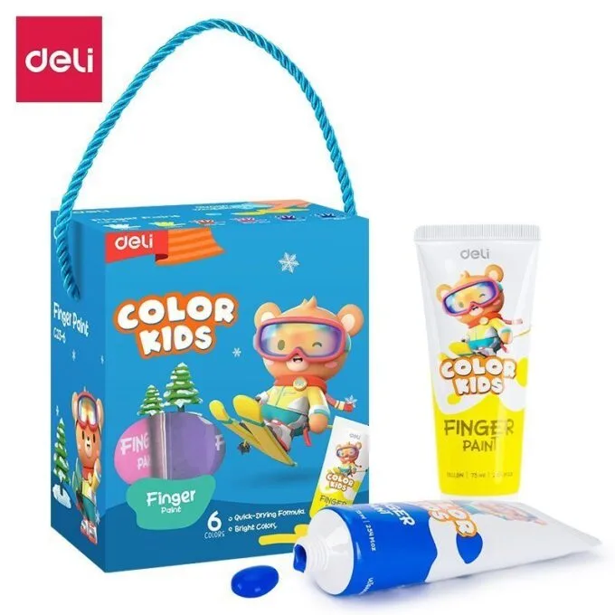 DELI FINGER PAINT 6 COLOURS BOX OF 6X75ML — image 1