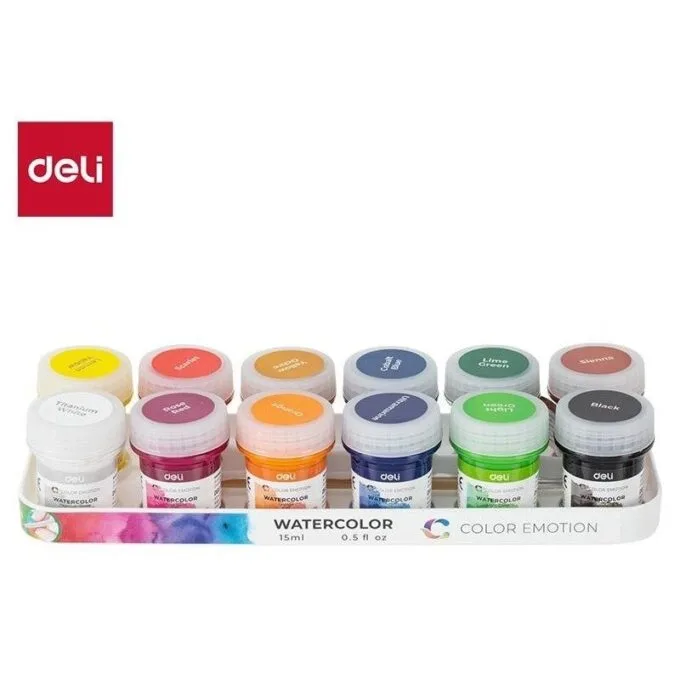 DELI WATERCOLORS 12 PCS 15ML — image 1