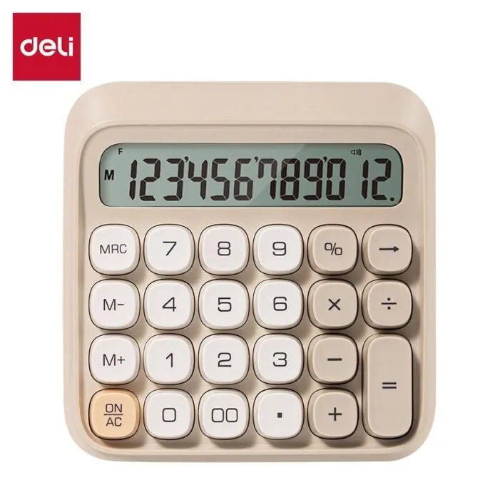 DELI DESKTOP CALCULATOR PLASTIC-12 DIGITS GREY — image 1