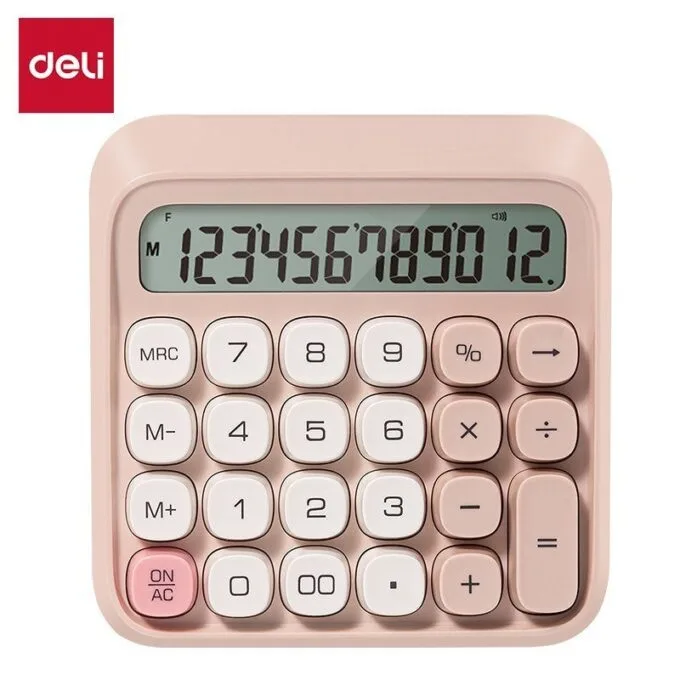 DELI DESKTOP CALCULATOR PLASTIC-12 DIGITS PINK — image 1