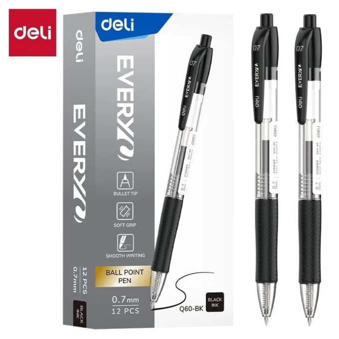 DELI BALL POINT PEN RETRACTABLE 0.7MM BLACK — image 1