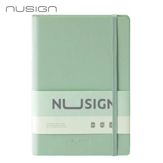 DELI NUSIGN LEATHER COVER RULED NOTEBOOK A5 96 SHEETS - GREEN — image 1