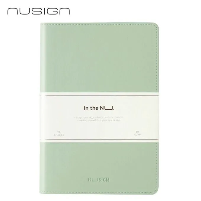 DELI NUSIGN LEATHER COVER RULED NOTEBOOK A5 96 SHEETS - GREEN — image 1
