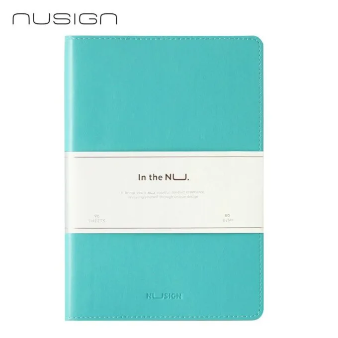 DELI NUSIGN LEATHER COVER RULED NOTEBOOK A5 96 SHEETS - BLUE — image 1