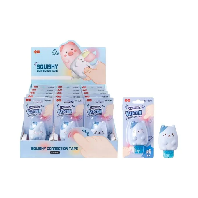 SQUISHY CORRECTION TAPE CAT DESIGN 15PCS DISPLAY — image 1