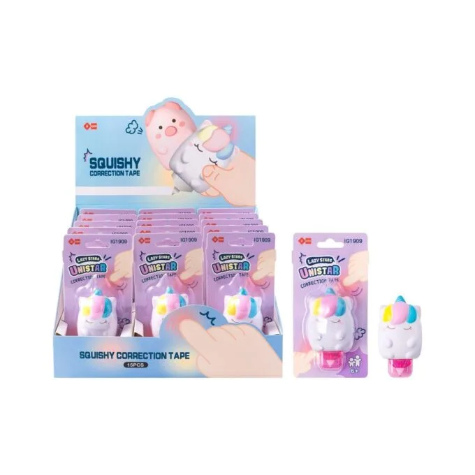 SQUISHY CORRECTION TAPE UNICORN DESIGN 15PCS DISPLAY — image 1