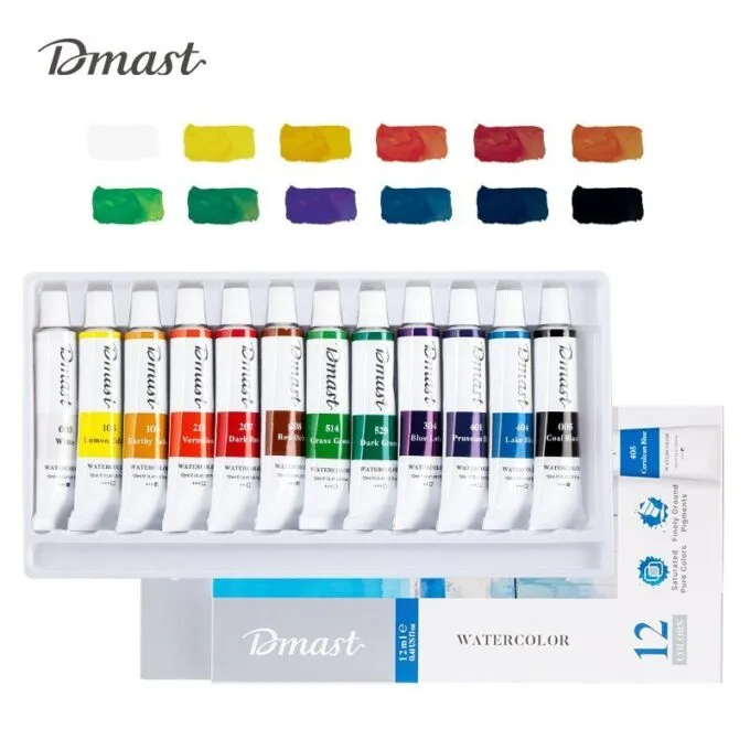 DELI DMAST WATERCOLOURS SET 12 PCS 12ML — image 1