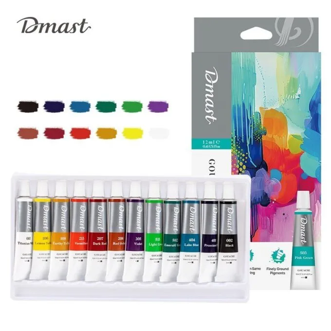 DELI DMAST GOUACHE TUBE SET 12X12 ML — image 1