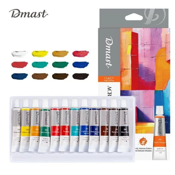 DELI DMAST ACRYLIC COLOURS - 12 COLOURS - 12ML TUBES — image 1