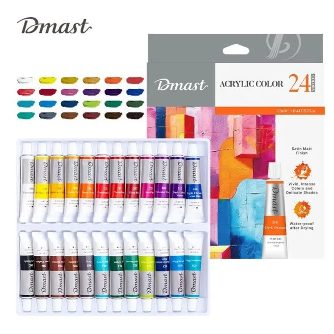 DELI DMAST ACRYLIC COLOURS - 24 COLOURS - 12ML TUBES — image 1