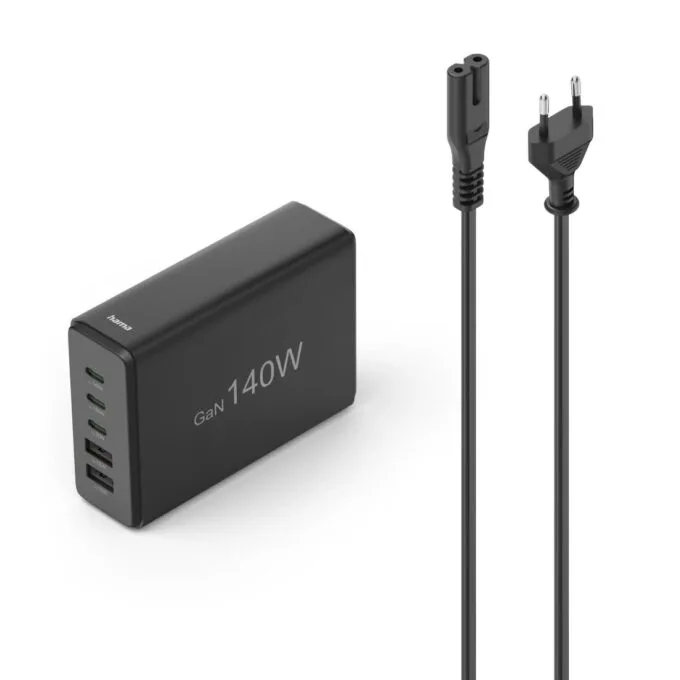 Hama GAN 140W PD/QC 3x USB-C, 2x USB-A black — image 1