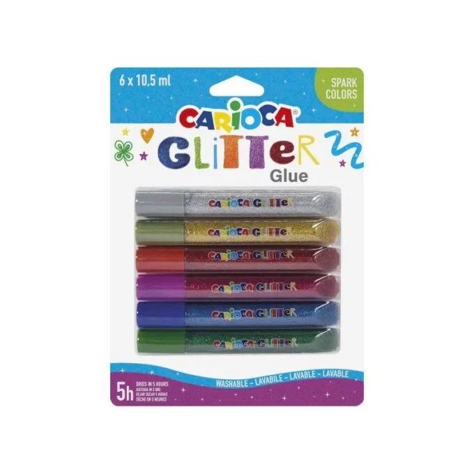 CARIOCA 6 PASTEL COLORS GLITTER GLUE 10.5ML — image 1