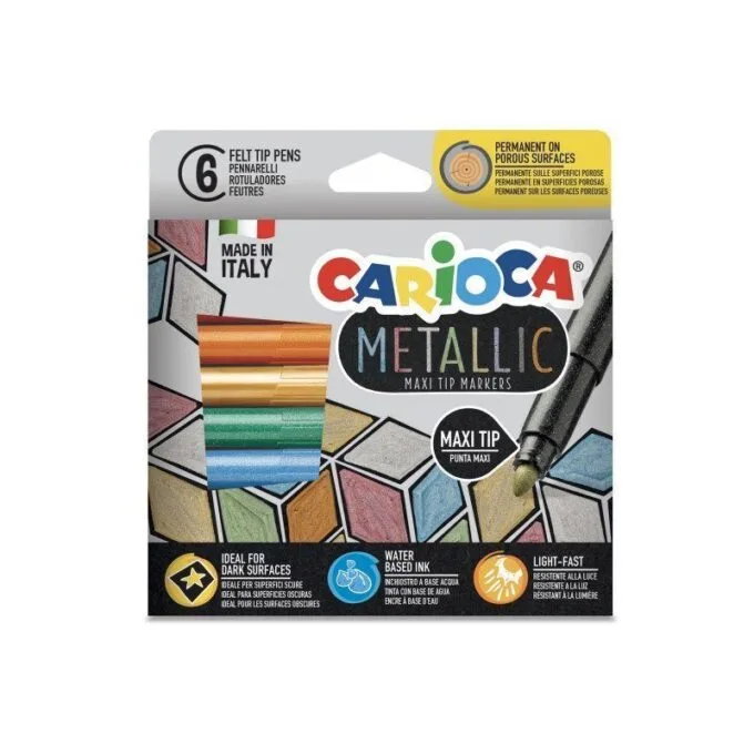 CARIOCA METALLIC 6 MAXI NIB MARKERS BOX — image 1