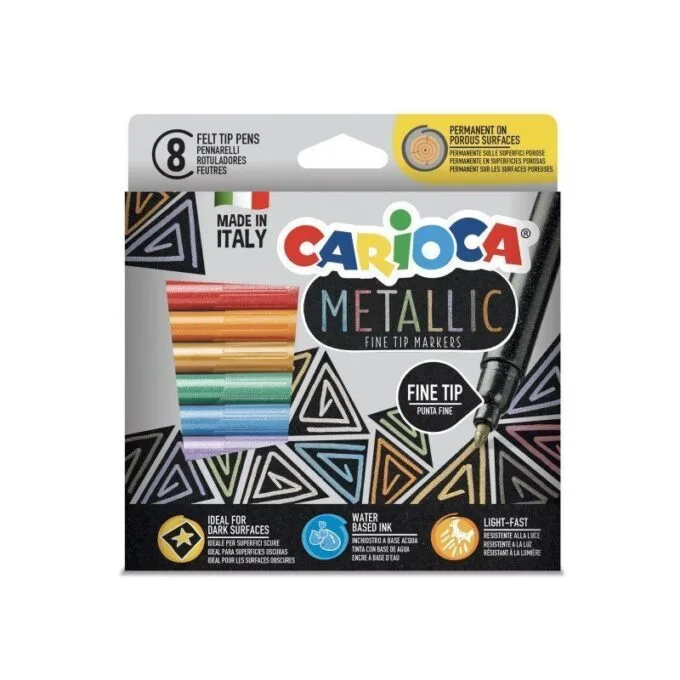 CARIOCA METALLIC FINELINER 8 FELT MARKERS — image 1
