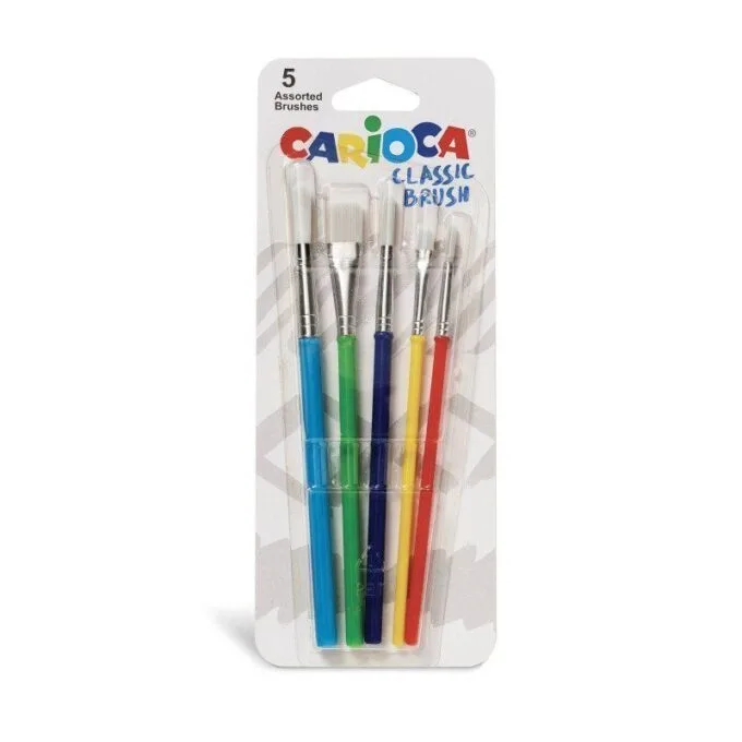 CARIOCA CLASSIC SCHOOL BRUSHES BLISTER SET 5 PCS — image 1