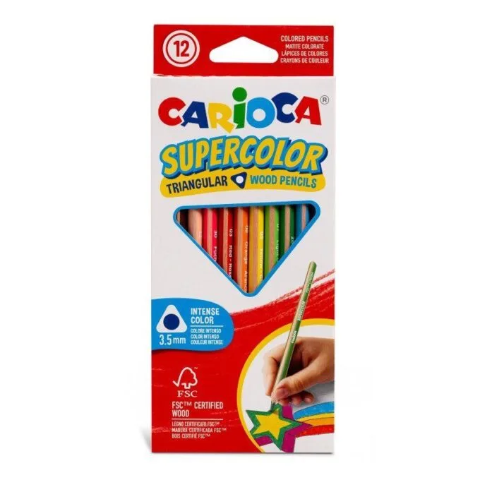 CARIOCA 12 TRIANGULAR WOOD COLORING PENCILS — image 1