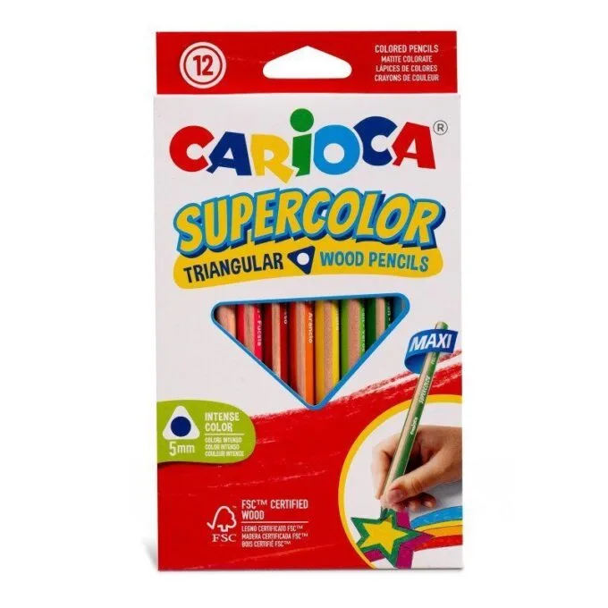 CARIOCA 12 INTENCE COLOURS TRIANGULAR WOODEN PENCILS — image 1