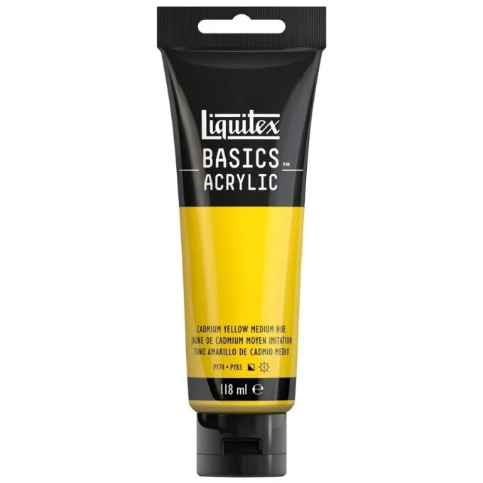 LQX BASICS ACRYLIC COLOUR 118ML CADMIUM YELLOW MEDIUM ROW — image 1