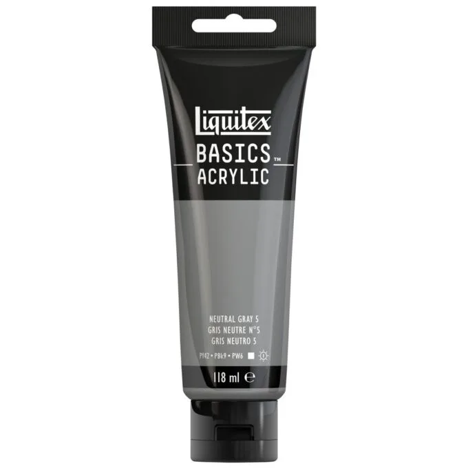 LQX BASICS ACRYLIC COLOUR 118ML GREY NEUTRAL VALUE 5 ROW — image 1
