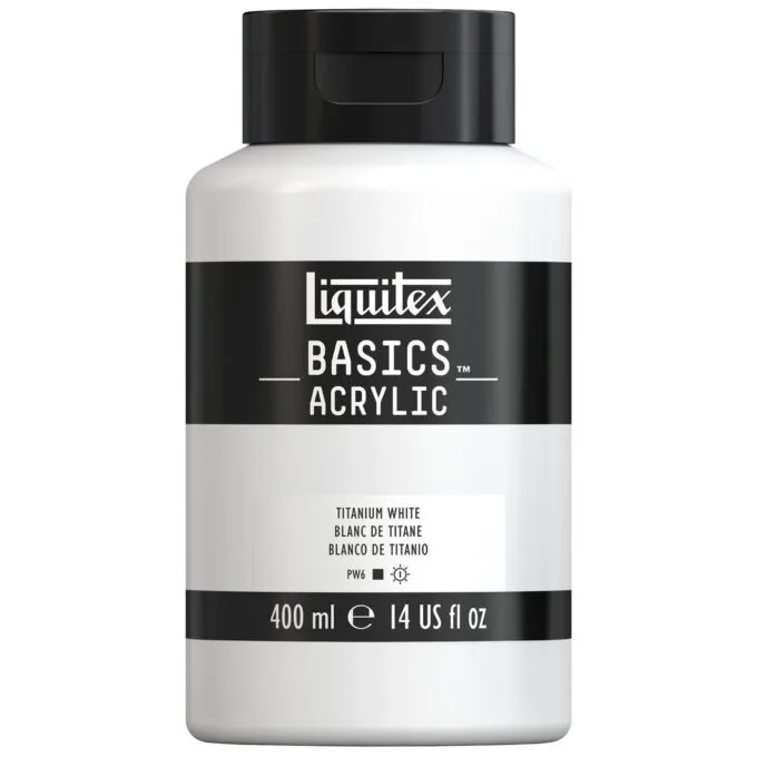 LQX BASICS ACRYLIC COLOUR 400ML JAR TITANIUM WHITE ROW — image 1