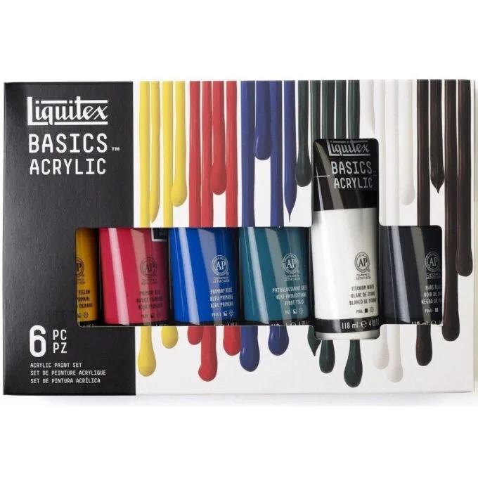 LQX BASICS ACRYLIC COLOUR SET OF 6X118ML TBE ROW — image 1