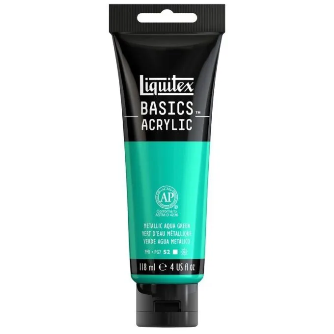 LQX BASICS ACRYLIC COLOUR 118ML METALLIC AQUA GREEN — image 1
