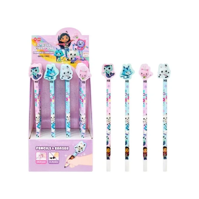GABBY HB PENCIL & TOPPER ERASER 4 DESIGNS — image 1