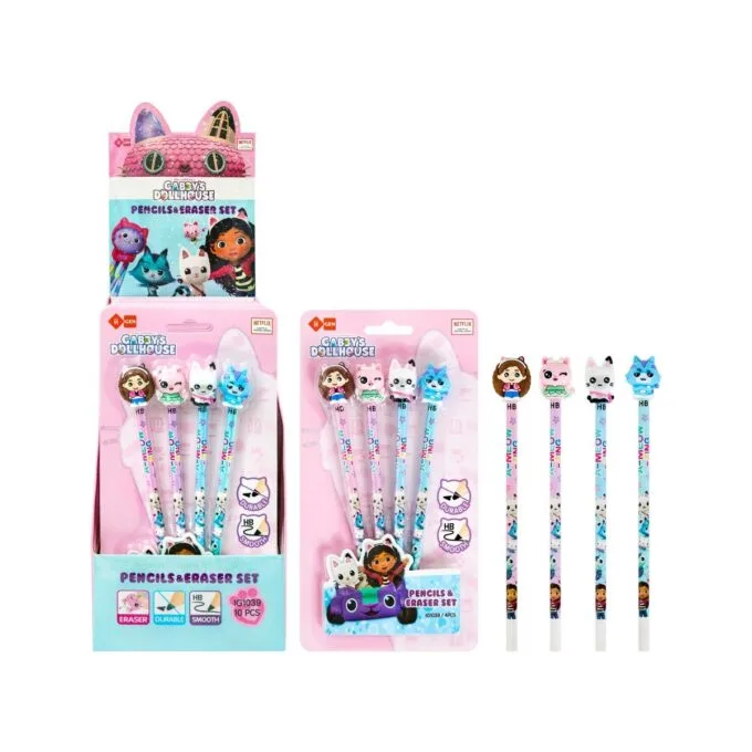 GABBY HB PENCIL & TOPPER ERASER SET 4PCS IN A SET — image 1