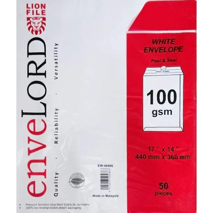 LION WHITE ENVELOPES 440X360MM 100GSM 50PCS — image 1