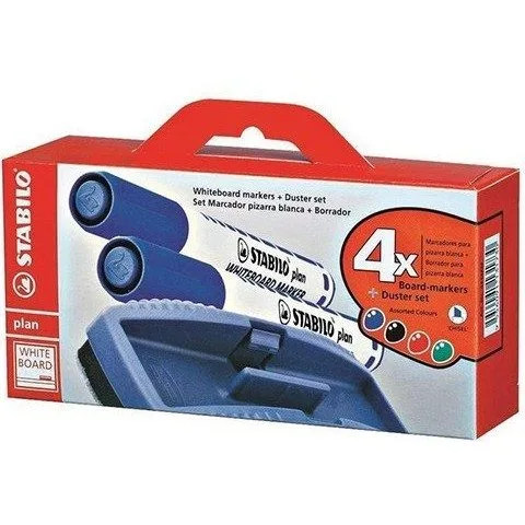 STABILO PLAN 64 BLUE/BLACK/RED/GREEN WITH DUSTER — image 1