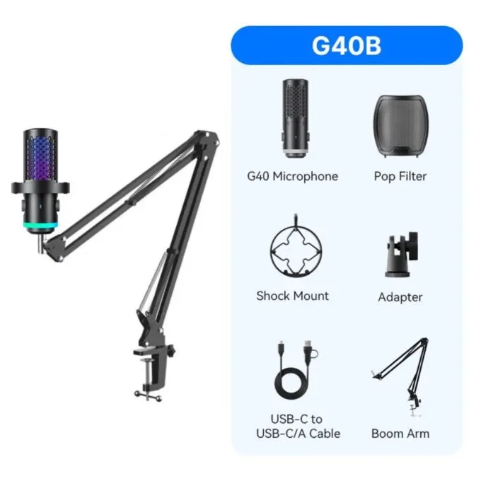BOYA CastMic G40B - Dual-Diaphragm USB Microphone & Arm 24bit 192kHz Plug&Play — image 2