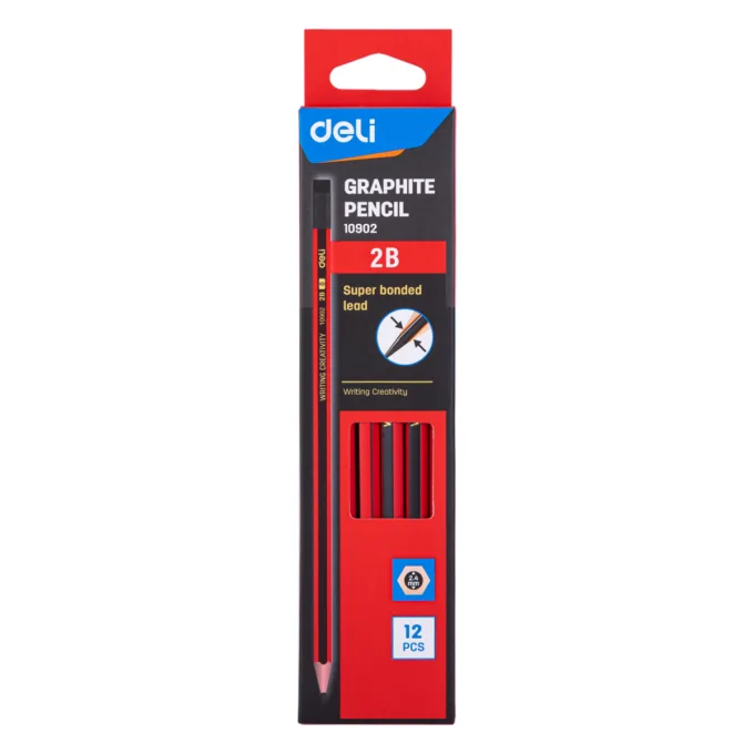 DELI GRAPHITE PENCIL 2B W/ERASER (BOX OF 12 PCS) — image 1