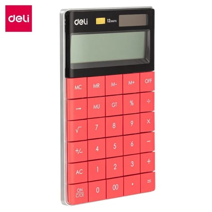 DELI MODERN CALCULATOR 12-DIGIT - RED — image 1