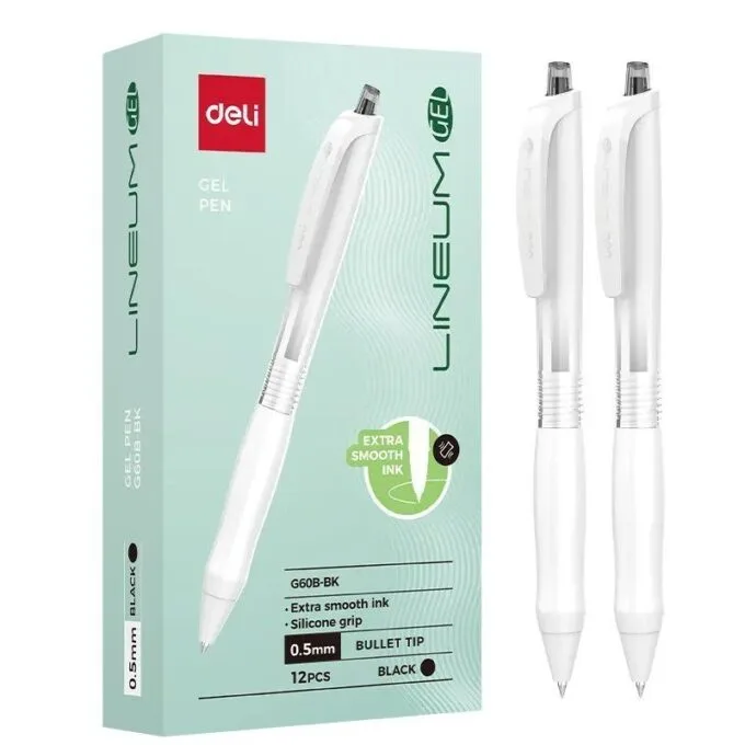 DELI GEL PEN RETRACTABLE 0.5MM BULLET TIP BLACK — image 1