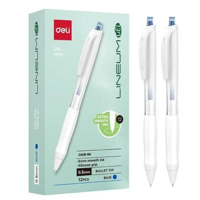 DELI GEL PEN RETRACTABLE 0.5MM BULLET TIP BLUE — image 1
