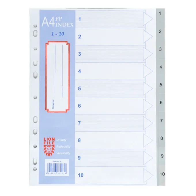 LION: A4 PLASTIC 0.13mm DIVIDER 1-10 — image 1