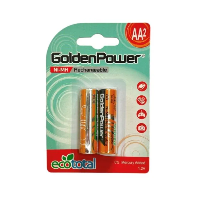 2PC/CARD GOLDEN POWER ECOREADY 1.2V 2000MAH AA SIZE NI-MH — image 1