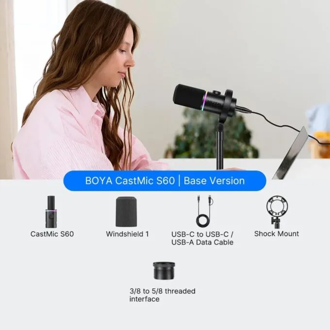 BOYA CastMic S60 - XLR & USB-C Broadcasting Microphone, low noise, mute button — image 3