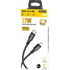 TRAVEL & MORE TYPE C TO LIGHTNING CABLE - 1M - BLACK 27W