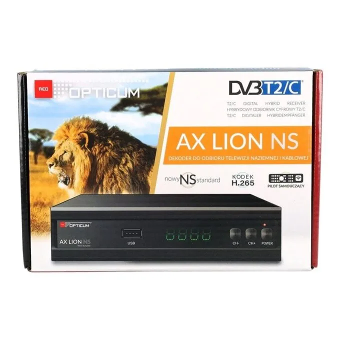 Opticum AX Lion NS H.265 Hybrid DVB-T/T2/C Set-Top Box – Full HD 1080p, H.265/HEVC, USB PVR — image 1