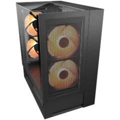 Cougar OmnyX - Mid Tower Panoramic PC Case with 4x 160mm ARGB PWM Fans, 3-Side Tempered Glass, Reverse Connector Support, Black (EAN: 4710483779459)
