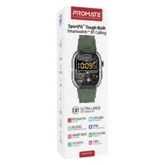 Promate XWatch-SL SportFit™ Tough-Built Smartwatch with BT Calling – 2.01-inch HD Display, IP68, 10-Day Battery