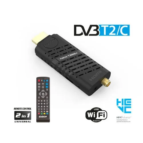EDISION NANO T265+ - DVB-T2/C H.265/HEVC 10 Bit Terrestrial & Cable HDMI Dongle Receiver - 5200378401002 — image 1