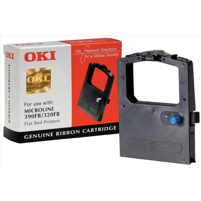 OKI 09002303 Black Fabric Ribbon Cassette for Microline 182/183/192/193/280/320/321/3320/3321 9-Pin Printers — image 1