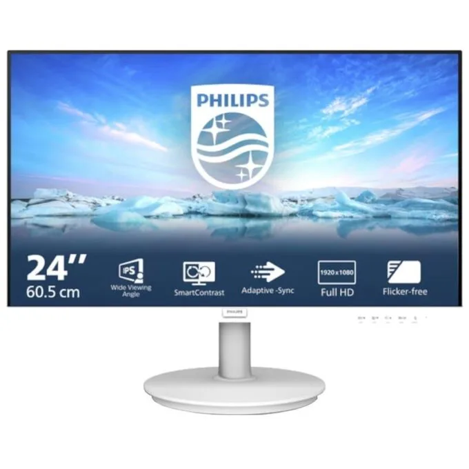Philips E Line 23.8-inch Business Monitor - IPS FHD 1920x1080 75Hz 4ms VGA HDMI Speakers White — image 1
