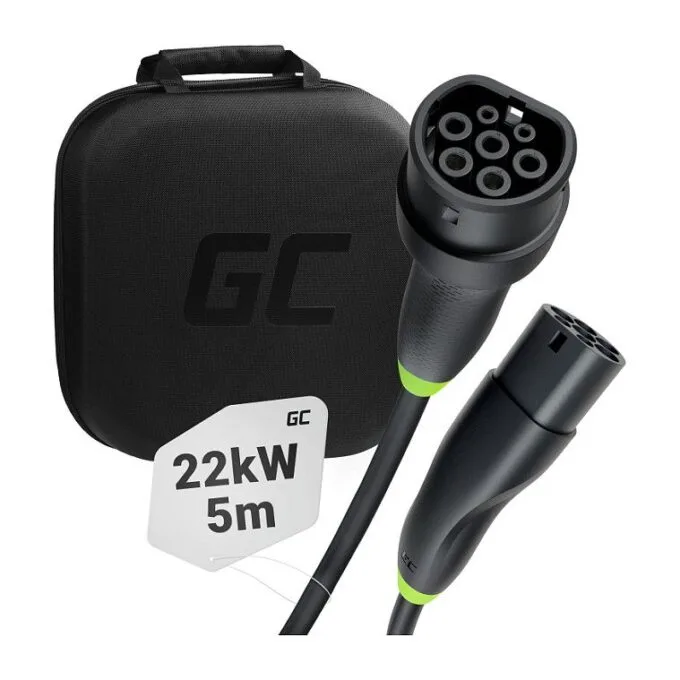 Green Cell Elektroauto Ladekabel/electric car charging cable Typ 2 22KW 32A 5m Black — image 1