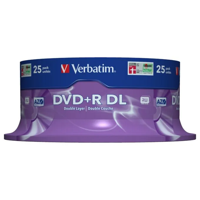 Verbatim DVD+R Double Layer 8x Matt Silver 25pk Spindle — image 1