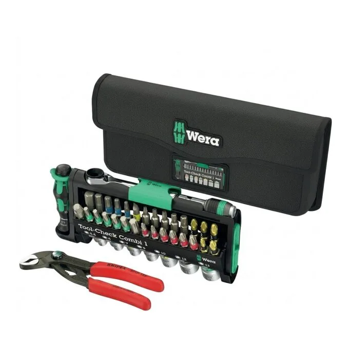 Tool-Check Combi 1, mit KNIPEX Cobra (schwarz/grn, 40-teilig, inkl. 1/4" Bit-Ratsche und Wasserpumpenzange) — image 1