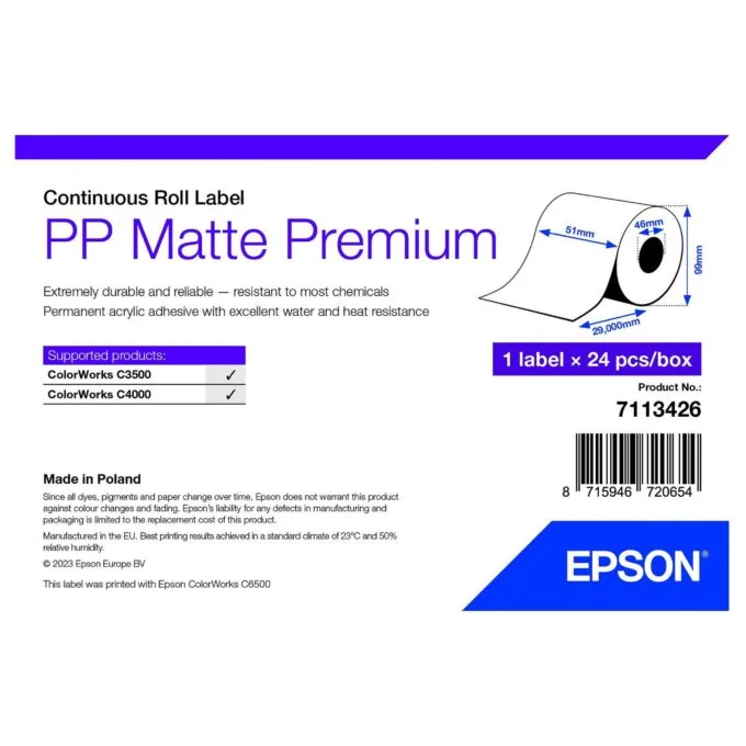 Epson 7113426 printer label — image 1